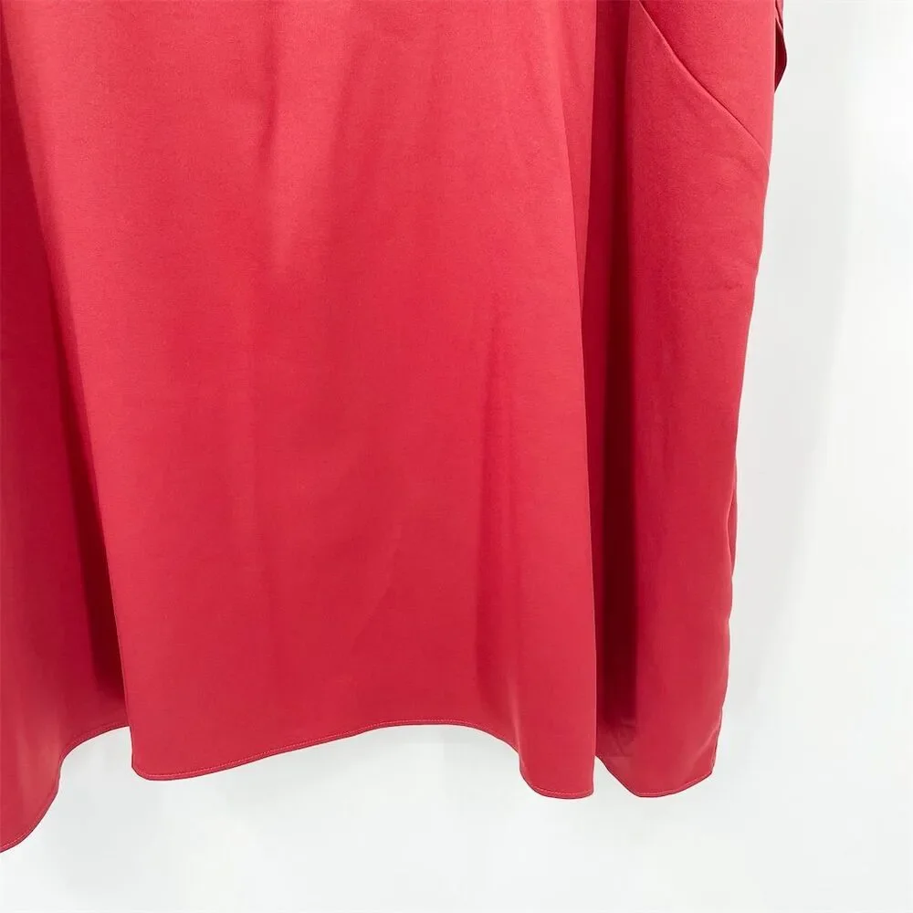 Eileen Fisher Recycled Polyester Satin Box Top Plus Size 2X Red Short Sleeve NWT